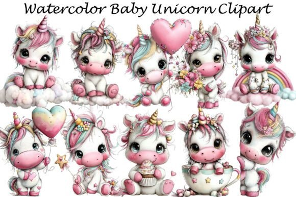 Download Watercolor Baby Unicorn Clipart - Baby Collection