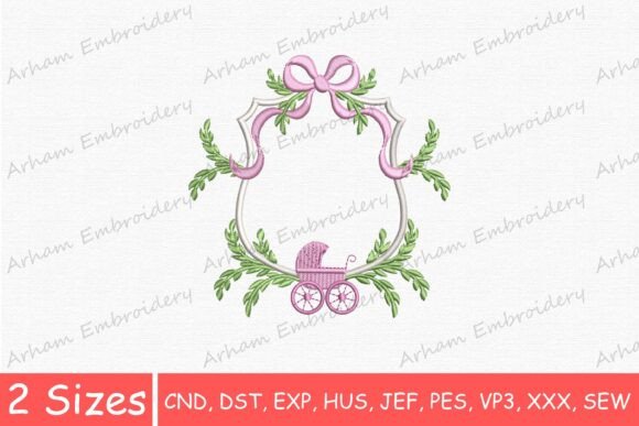 Download Baby Stroller Monogram Floral Bow Frame - Baby Collection