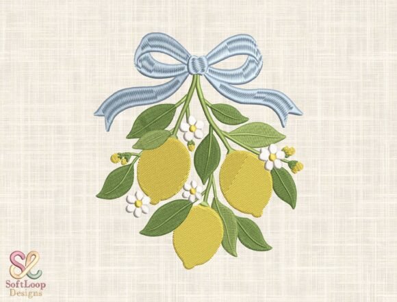 Download Lemon Branch Bow Embroidery Design - Bow embroidery Collection