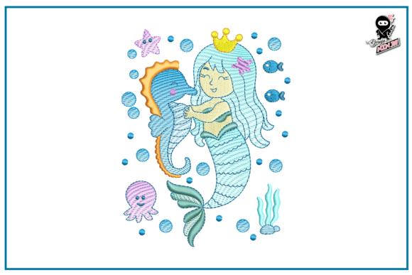 Download Cute Baby Mermaid, Embroidery for Girls - Baby Collection